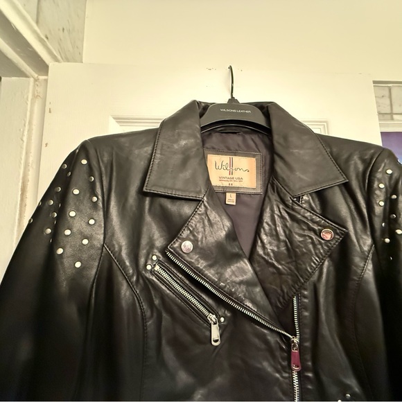 Wilsons Leather Black Studded Jacket - Picture 8 of 12